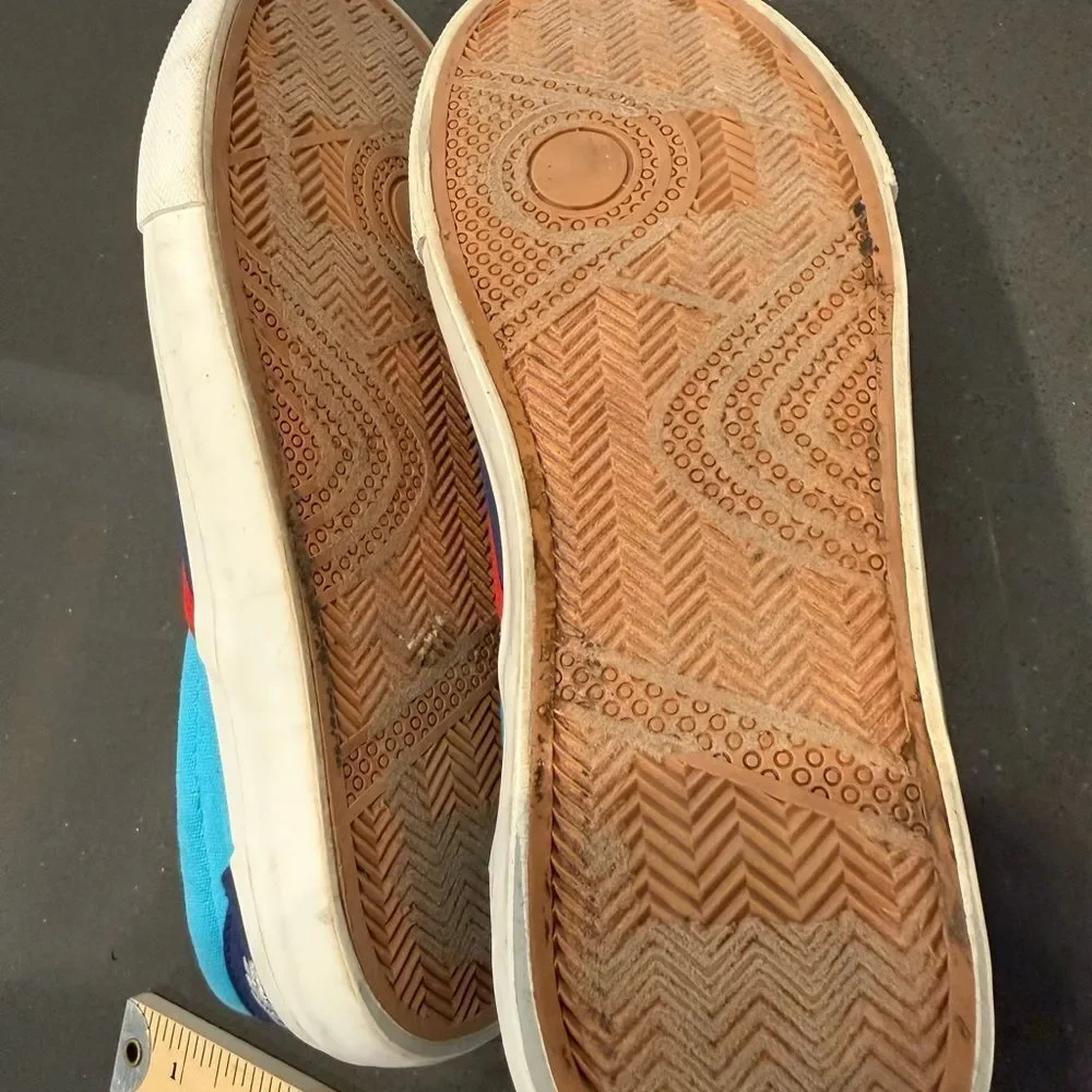 Blue and Red canvas upper Slip-On deck Sneakers